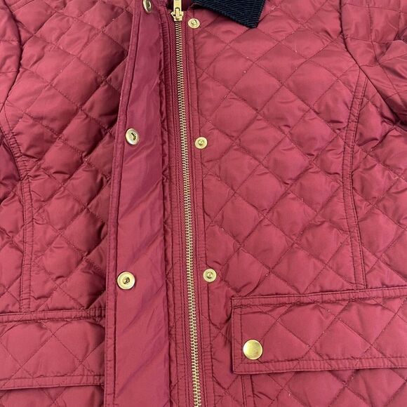 J Crew Quilted Barn Down Field Jacket XS Burgundy Chore Corduroy Collar Preppy - Picture 14 of 14